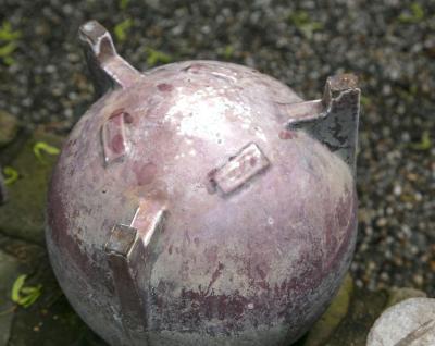 PAIR OF 1920S FRENCH CAST IRON JARDINIERES WITH ORIGINAL PURPLE PAINT