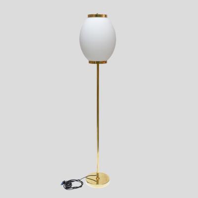 PAIR OF 1980S FLOOR LAMPS BRASS AND GLASS ITALIAN DESIGN