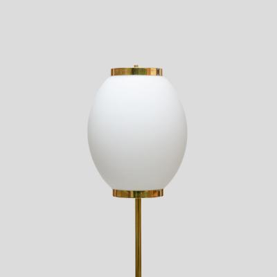 PAIR OF 1980S FLOOR LAMPS BRASS AND GLASS ITALIAN DESIGN