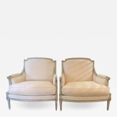 PAIR OF 19TH C LOUIS XVI STYLE BERGERES