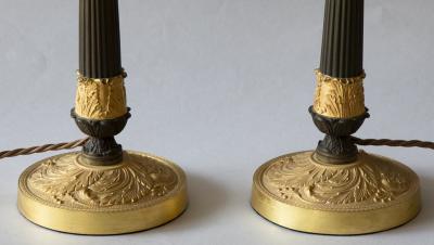 PAIR OF 19TH CENTURY BRONZE CANDLESTICKS CONVERTED TO TABLE LAMPS