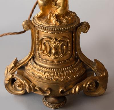 PAIR OF 19TH CENTURY GILT BRONZE CANDLESTICKS CONVERTED TO TABLE LAMPS