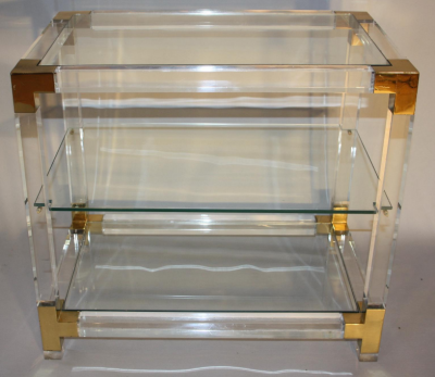 PAIR OF 3 TIERED LUCITE SIDE TABLES