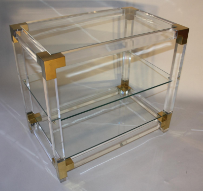PAIR OF 3 TIERED LUCITE SIDE TABLES