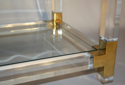 PAIR OF 3 TIERED LUCITE SIDE TABLES