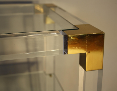 PAIR OF 3 TIERED LUCITE SIDE TABLES