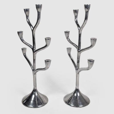 PAIR OF 6 CANDLES CANDELABRA Danish work 1970
