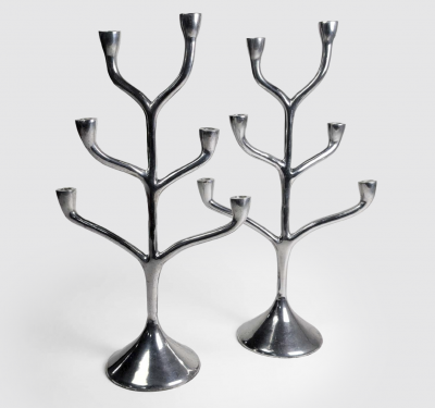 PAIR OF 6 CANDLES CANDELABRA Danish work 1970