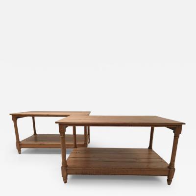 PAIR OF ANTIQUE AND RUSTIC DRAPIERS TABLESCHED PINE WOOD