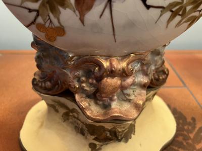 PAIR OF ART NOUVEAU EUROPEAN URN FORM CERAMIC LAMPS