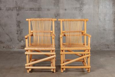 PAIR OF BAMBOO ARMCHAIRS