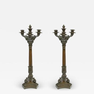 PAIR OF BRONZE CHARLES X CANDELABRAS