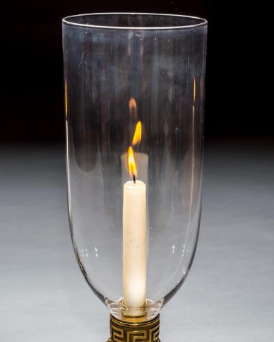 PAIR OF BRONZE GILT LACQUERED REGENCY HURRICANE LIGHTS