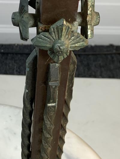PAIR OF BRONZE GOTHIC CANDLESTICKS