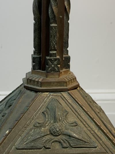 PAIR OF BRONZE GOTHIC CANDLESTICKS