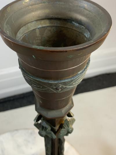 PAIR OF BRONZE GOTHIC CANDLESTICKS