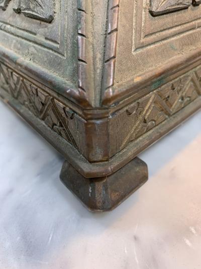 PAIR OF BRONZE GOTHIC CANDLESTICKS