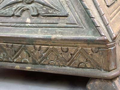 PAIR OF BRONZE GOTHIC CANDLESTICKS