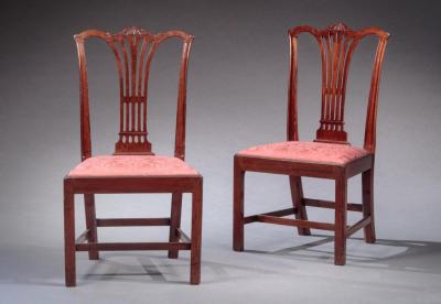 PAIR OF CARVED CHIPPENDALE SIDE CHAIRS