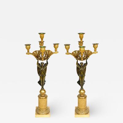 PAIR OF CHARLES X BRONZE CANDELABRAS