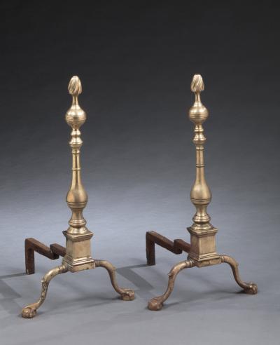 PAIR OF CHIPPENDALE ANDIRONS