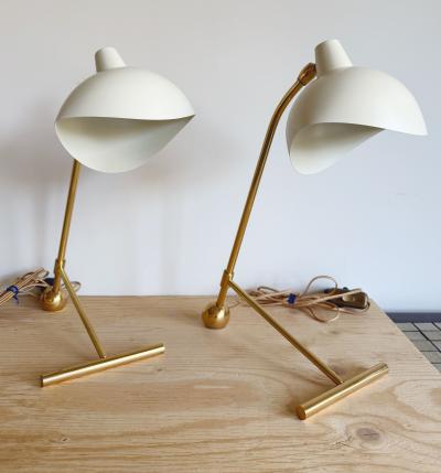 PAIR OF CREME BRASS TASK LAMPS