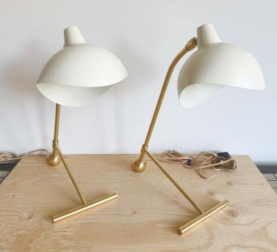 PAIR OF CREME BRASS TASK LAMPS