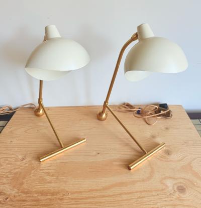 PAIR OF CREME BRASS TASK LAMPS