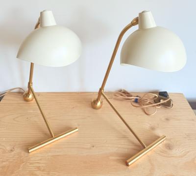 PAIR OF CREME BRASS TASK LAMPS