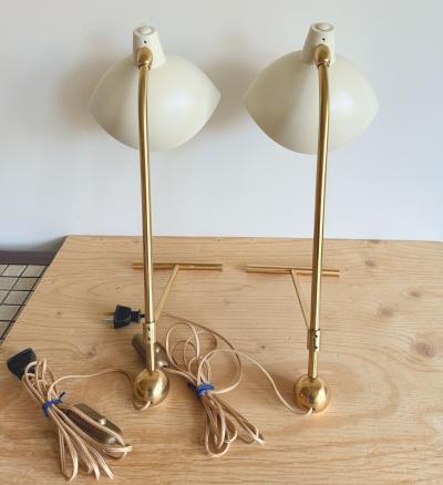 PAIR OF CREME BRASS TASK LAMPS