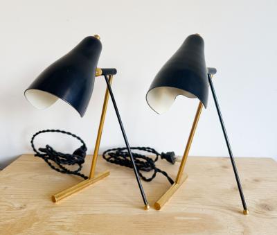 PAIR OF CREME BRASS TASK LAMPS