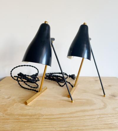 PAIR OF CREME BRASS TASK LAMPS