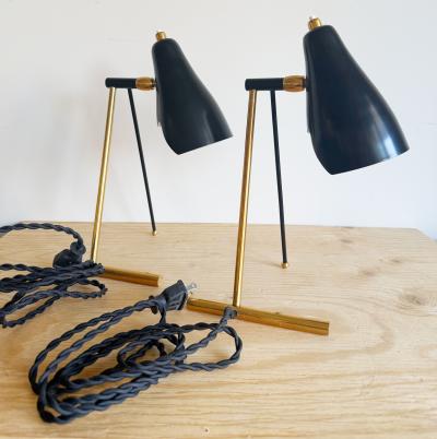 PAIR OF CREME BRASS TASK LAMPS