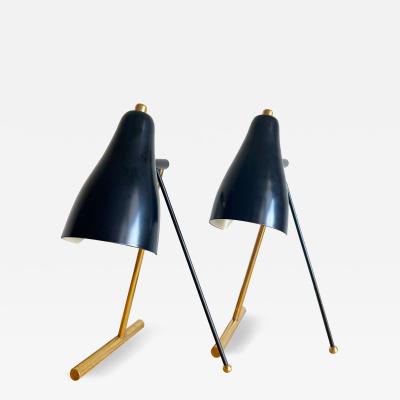PAIR OF CREME BRASS TASK LAMPS