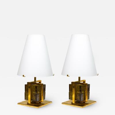 PAIR OF CUBI TABLE LAMPS ITALIAN MIDCENTURY STYLE