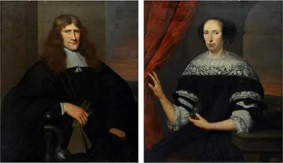 PAIR OF DUTCH COUPLE NOBILITY PAINTING