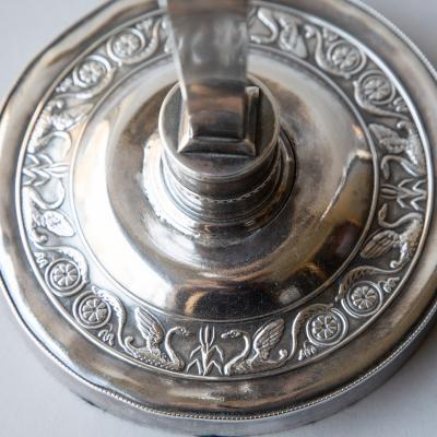 PAIR OF EMPIRE PERIOD SILVER CANDLESTICKS CONVERTED TO TABLE LAMPS