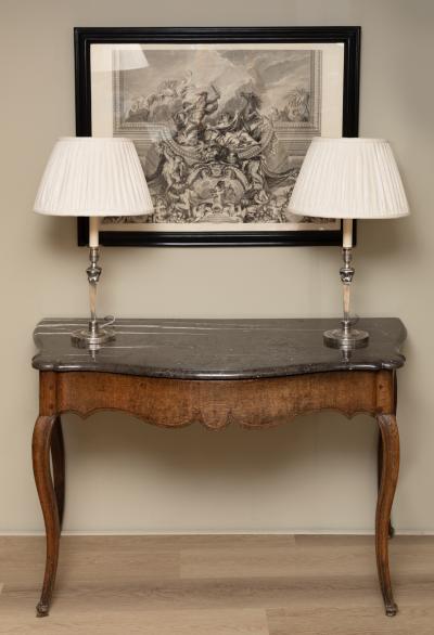 PAIR OF EMPIRE PERIOD SILVER CANDLESTICKS CONVERTED TO TABLE LAMPS