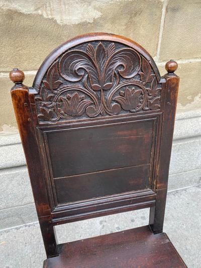 PAIR OF ENGLISH 17TH CENTURY PERIOD OAK HALL CHAIRS