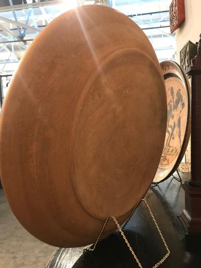 PAIR OF ETRUSCAN STYLE HAND PAINTED TERRACOTTA CHARGERS