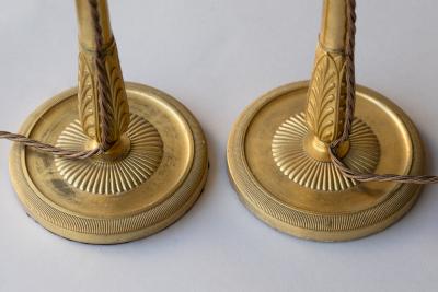 PAIR OF FINE QUALITY GILT BRONZE CANDLESTICKS CONVERTED TO TABLE LAMPS
