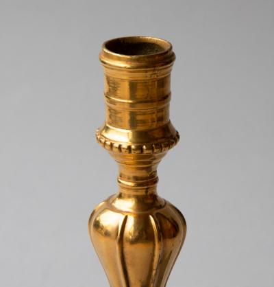 PAIR OF GILT BRONZE 18TH CENTURY LOUIS XV CANDLESTICKS