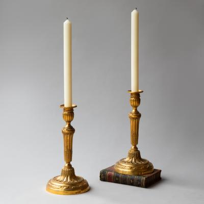PAIR OF GILT BRONZE 18TH CENTURY LOUIS XVI CANDLESTICKS