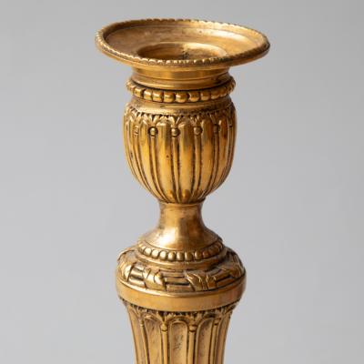 PAIR OF GILT BRONZE 18TH CENTURY LOUIS XVI CANDLESTICKS