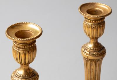 PAIR OF GILT BRONZE 18TH CENTURY LOUIS XVI CANDLESTICKS