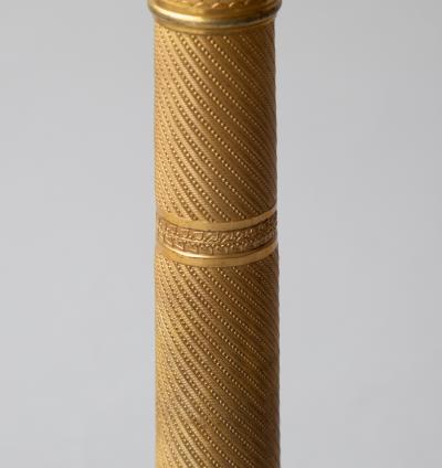 PAIR OF GILT BRONZE 19TH CENTURY RESTAURATION PERIOD CANDLESTICKS