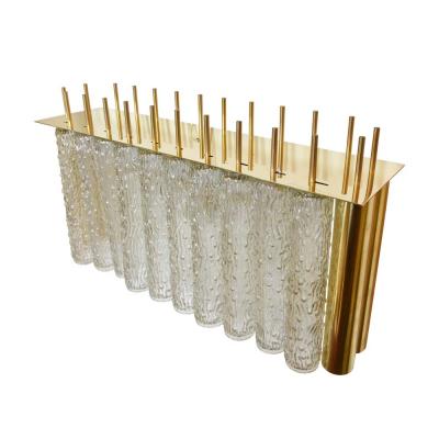 PAIR OF GLASS AND BRASS TUBI TEMPIO WALL LIGHTS