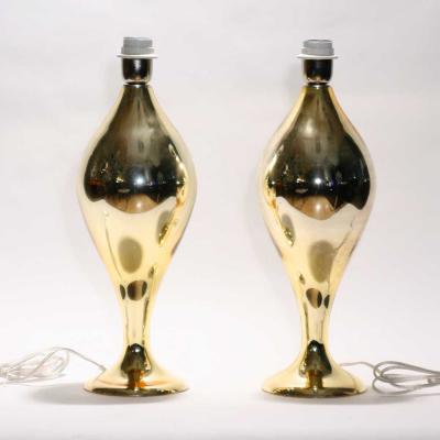 PAIR OF GOLD MIRRORED TABLE LAMPS