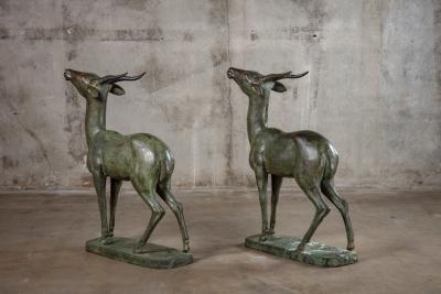 PAIR OF ITALIAN BRONZE STANDING DEER