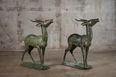 PAIR OF ITALIAN BRONZE STANDING DEER